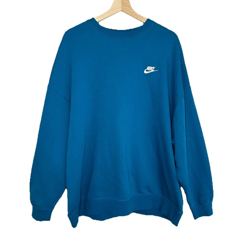 Nike *NEW* Women XL Sportswear Club Fleece‎ Loose Crewneck Sweatshirt Green Teal